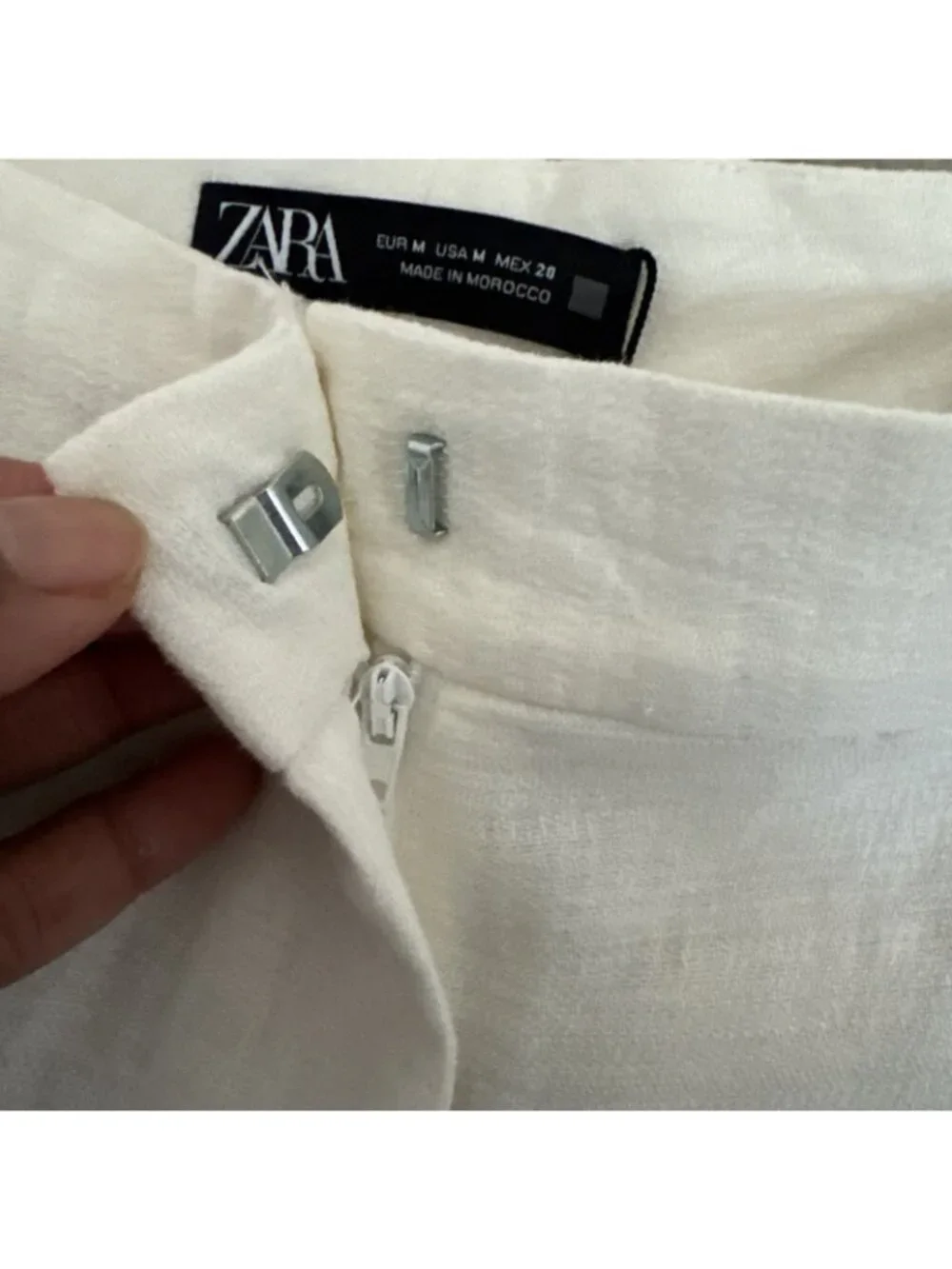 Zara High Waist Linen Flare Pants Womens M White Coastal New